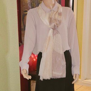 Pre-owned Business Atire Lg Tahari  Mauve M/L Pleated Bottom Brown Skirt w/Scarf